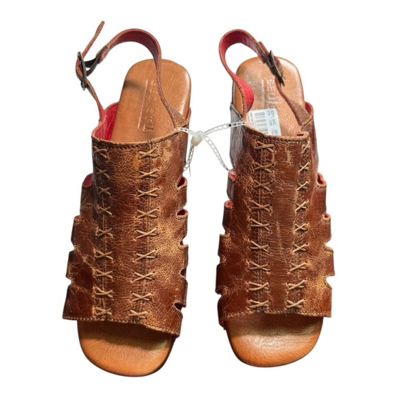 Bed Stu Fontella Distressed Almond Lux Leather Wooden Open Toe Strap Clog 10 - Picture 10 of 15